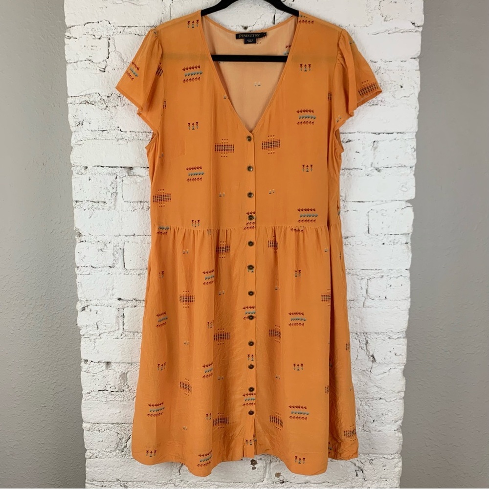 Pendleton Orange Midi Dress with Button Detail - image 1